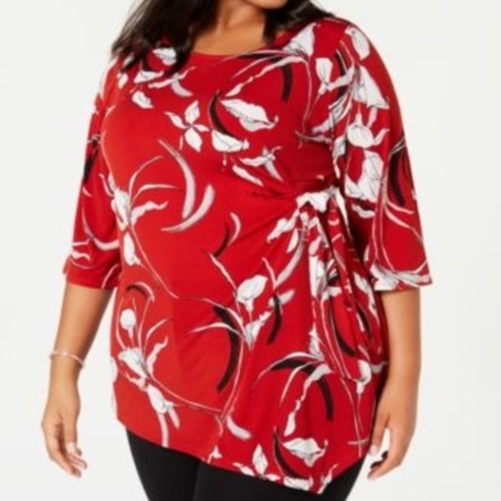 Alfani Plus Size Faux Wrap Blouse Asymmetrical Hem
